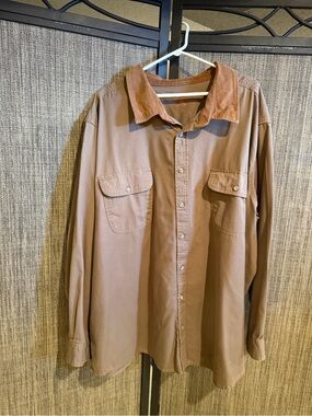 Men’s 5XL Boulder Creek Trading Company Corduroy-Collar - Brown long sleeve shir
